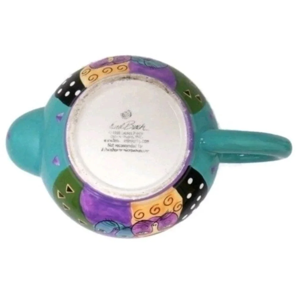 1998 Laurel Burch Turquoise Cat Teapot Fantastic Felines Design Studio Henriksen
